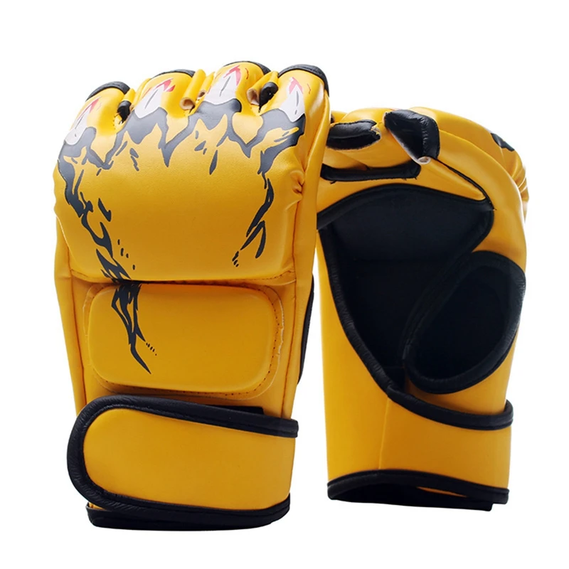 

New Half Finger Fight fights Mitts Sanda Karate Sandbag TKD Protector For Thai Kick Boxing Training