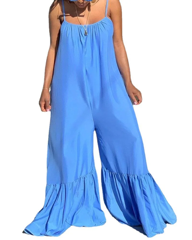 

2021 New Style Summer Plus Size Casual Pure Color Romper For Womens Jumpsuits, Picture color