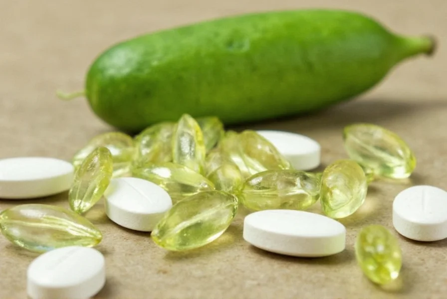 Close-up view of fenugreek seeds and methi tablets on wooden background