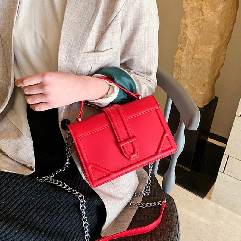 

2021 luxury handbags square pattern chain square bag for solid color messenger crossbody bags, 7 color