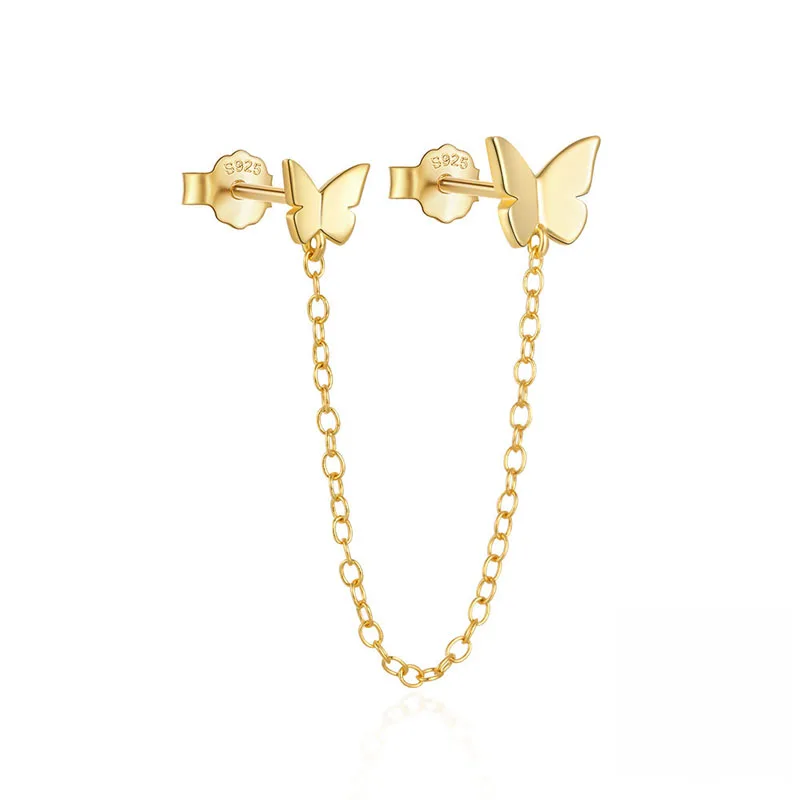 1 Piece 925 Sterling Silver Fashion Double Butterfly Drop Earrings for Women Jewelry