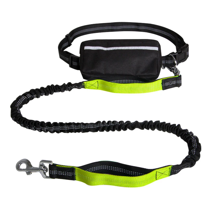 

New Design Climbing Rope Reflective Bungee Neutral Running Nylon Hands Free Dog Leash Set, Green