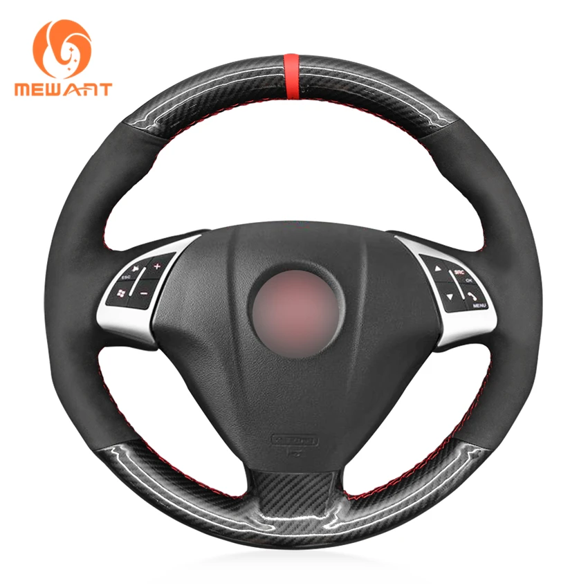 

Mewant Hand Stitching Suede Carbon Fiber Steering Wheel Cover Wrap for Fiat Punto 2007-2019 Bravo Linea Qubo Grande Punto