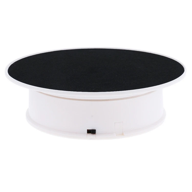 

Hot Sale PULUZ 360 Degree 20cm Electric photography turntable rotating display stand, Black velvet top + white base