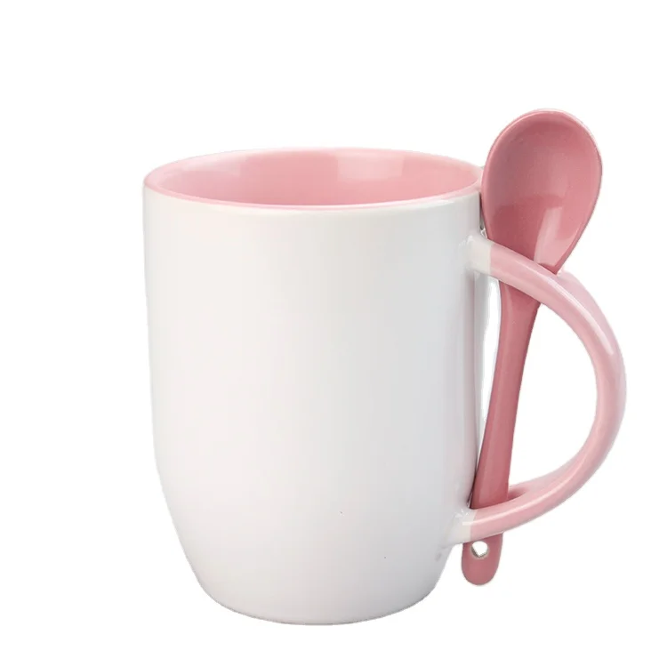 

Hottest Sublimation 11oz Colourful Porcelain Personalized Spoon Mug for Sublimation Ceramic Mugs Supplier