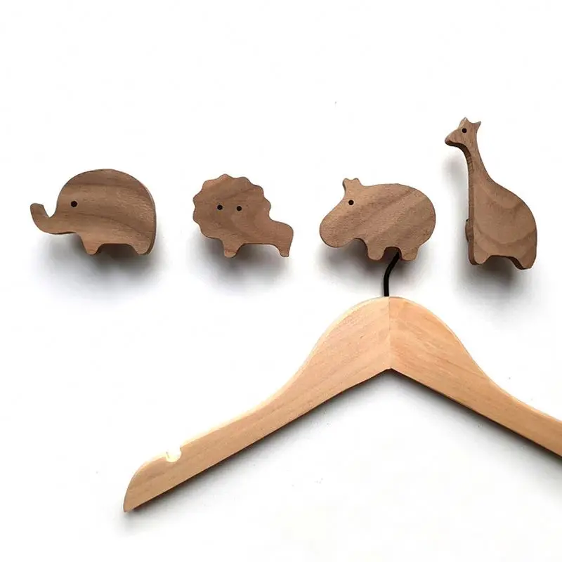 

Wall Decor Handmade Wooden Walnut Wall Hooks Perfect for Hanging Coats, Wood color