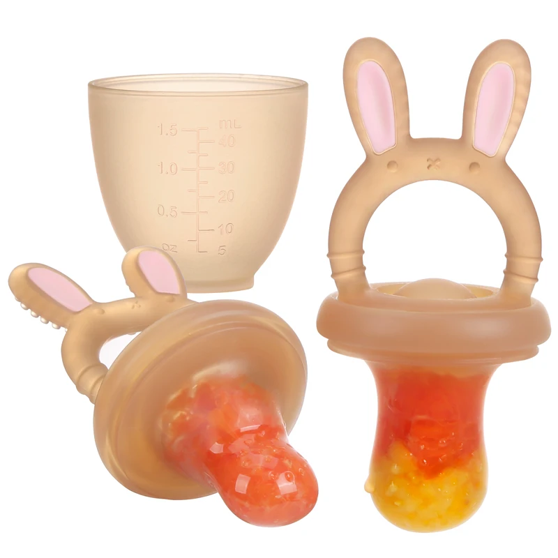 

New Trending Product Idea Arrival 2024 Food Grade BPA Free Soft Silicone Baby Fresh Food Fruit Feeder Pacifier Set With PP Cover