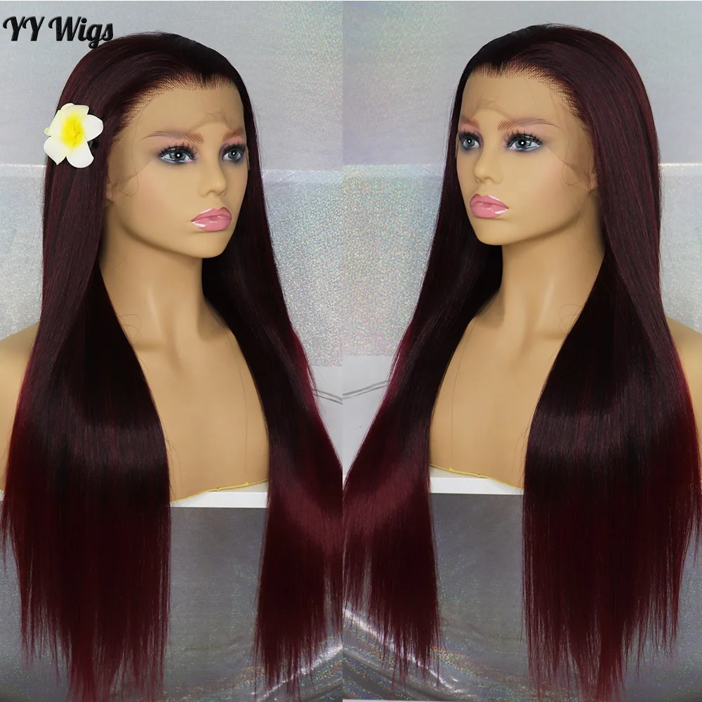 

YY Wigs 13x4 Long Straight Hair Futura Color 1B 39 Lace Front Heat Resistant Synthetic Wig for Black Women