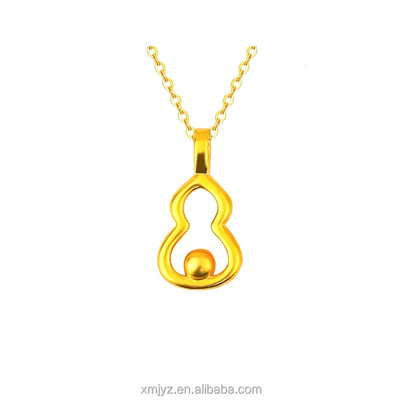 

3D Hard Gold 999 Pure Gold Gold Hollow Gourd Necklace Pendant Diy Accessories Bracelet Clavicle Chain Send Gifts