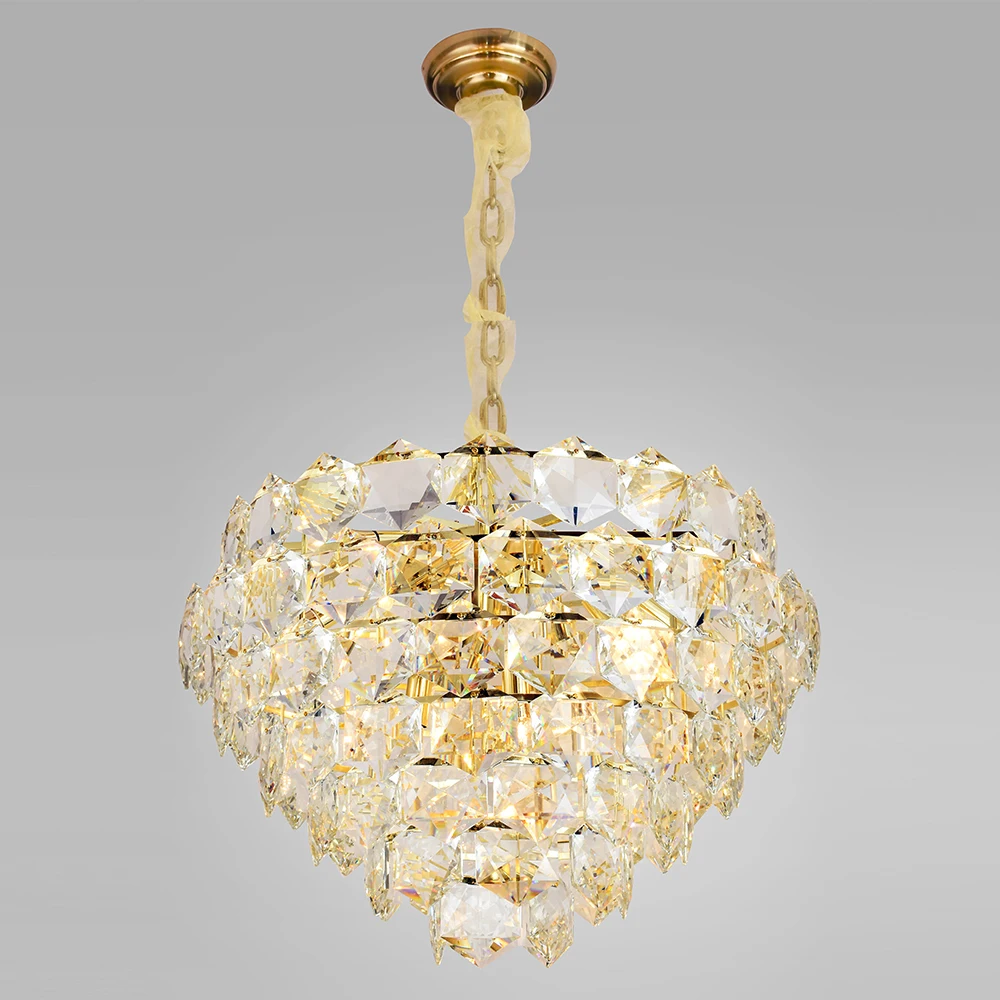 Indoor vintage crystal globe hanging chandelier lamp gold pendant light for home decoration dining room