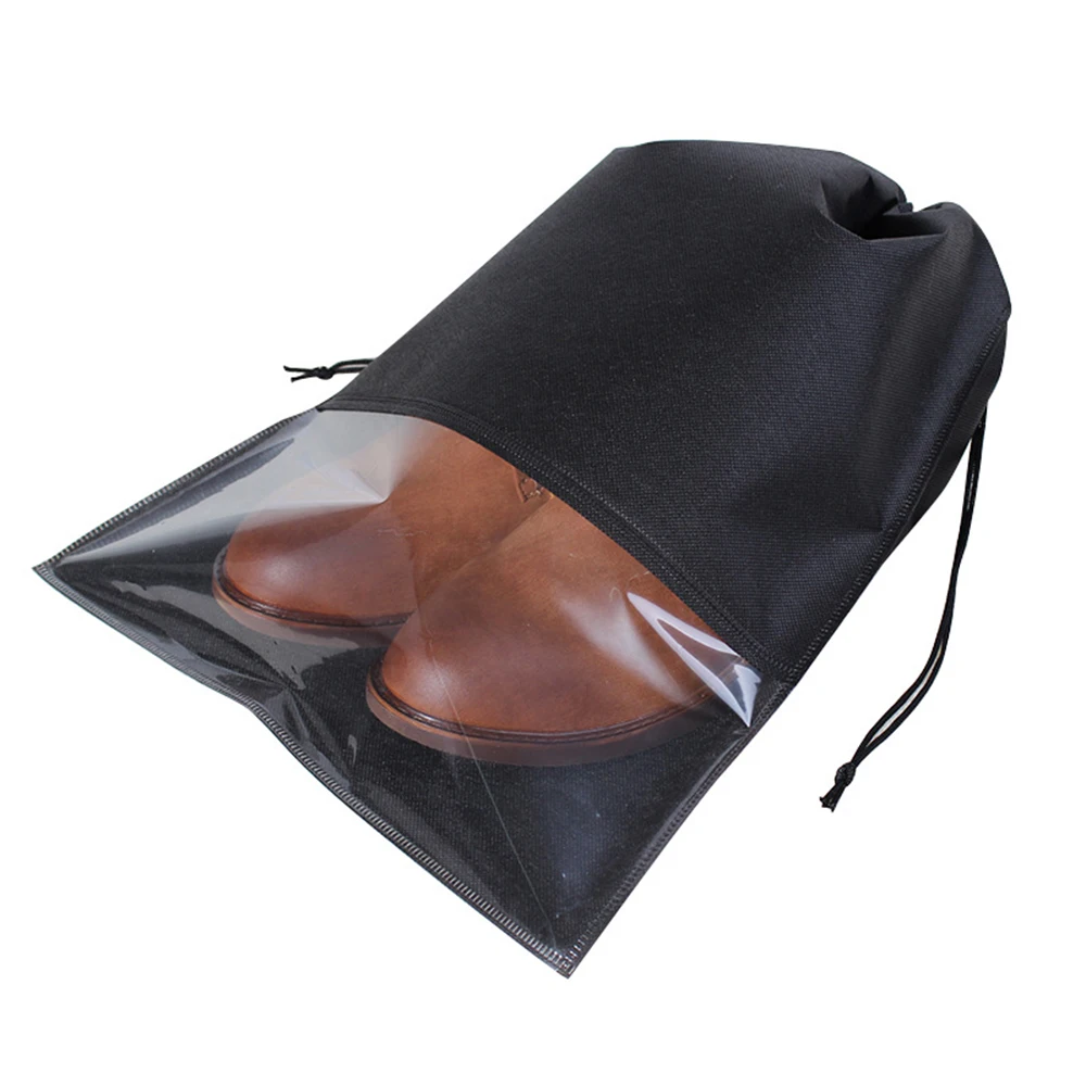 

Dust-Proof Bag Non-Woven Bundle Mouth Slippers Drawstring Bag Transparent Sandal Bag, Black, white, blue