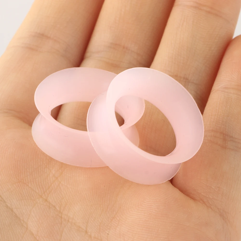 

Pink Ultra Thin Silicone Double Flared Flexible Flesh Tunnels Ear Stretching Plugs Piercing Earring Lobe Gauges 30pcs Mix Sizes