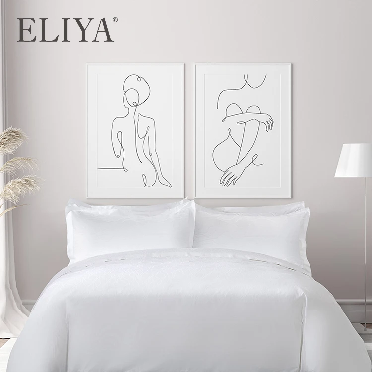 

ELIYA Hotel Bed Sheet Set Luxury Brushed Polyester Bedsheet Set Bedding Set King Queen Bed Sheet Wholesale