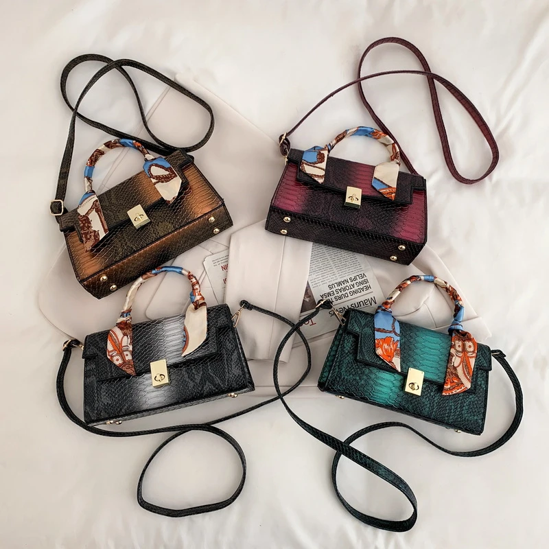 

New fashion girls crocodile print purses women scarf handbags ladies shoulder hand bags