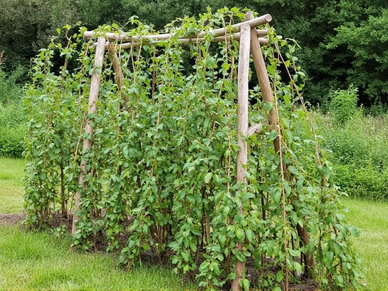 Recycled wood garden trellis supporting tomato vines