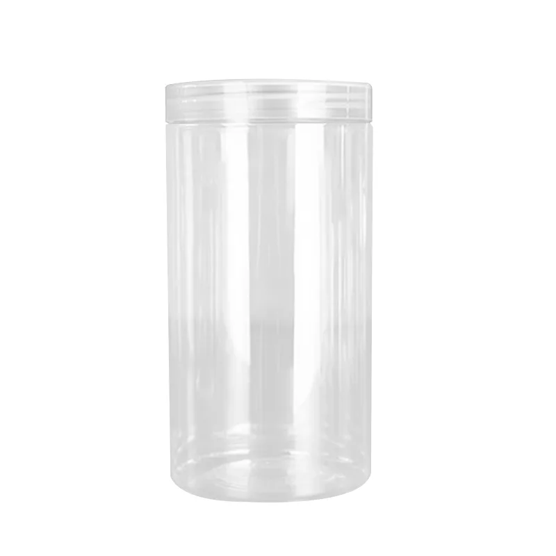 

Wholesale empty 250ml 500ml 800ml 1000ml can food pet clear plastic jar container with cap