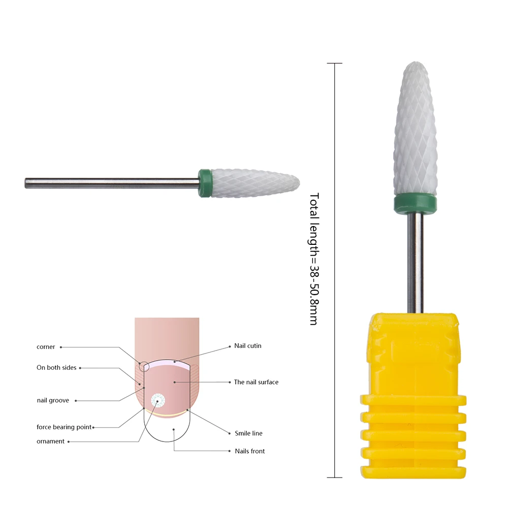 

Factory Direct High Quality Manicure Smooth Top Bit Nail Art Ceramic Drill Bits, White;yellow;pink;black;blue