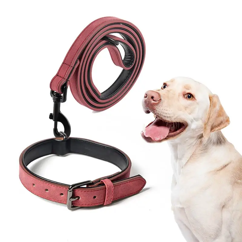 

Luxury Designer Custom Microfiber Solid Leather Waterproof Durable Multi-colors Walking Pet Collar for Dogs, Red/blue/green/coffee/khaki/orange