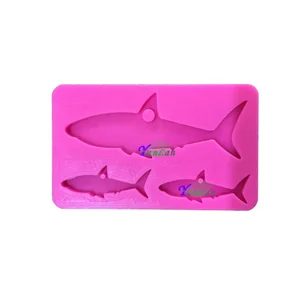 Image of S238 silicone shark keychain mold animal family mould for key chains