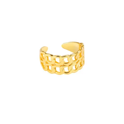 

New Arrival Sterling Silver Hollow Chain Shape Ring Adjustable Custom Design Ring Jewelry