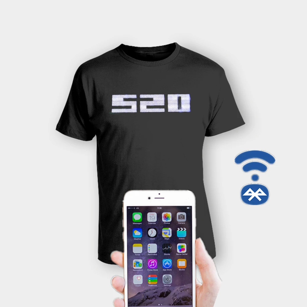 

Programmable Sign Glow The Dark Smart Tee Custom Tshirt T-Shirt Disco Led T Shirt