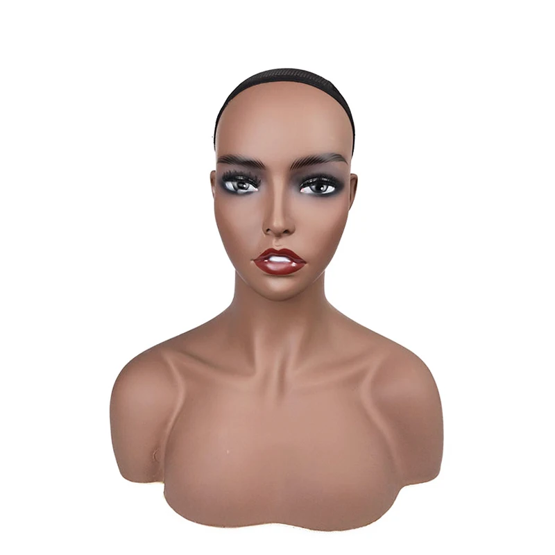 
Female Mannequin Head with Shoulders for Wig Display Half Body Double Shoulder PVC Training Mannequin Heads 6 Colors Available 