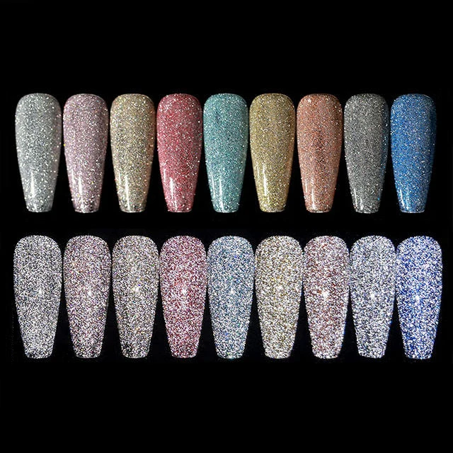 

AS Professional Nail Supplies Custom Logo Rhinestone Diamond Flashing Disco Glitter Reflective Gel Nail Polish