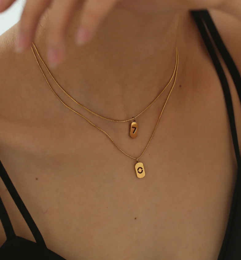 

18K Gold PVD Plated Stainless Steel Jewelry 0-9 Number Pendant Necklace Creative Necklace Women Gift Tarnish Free Gold