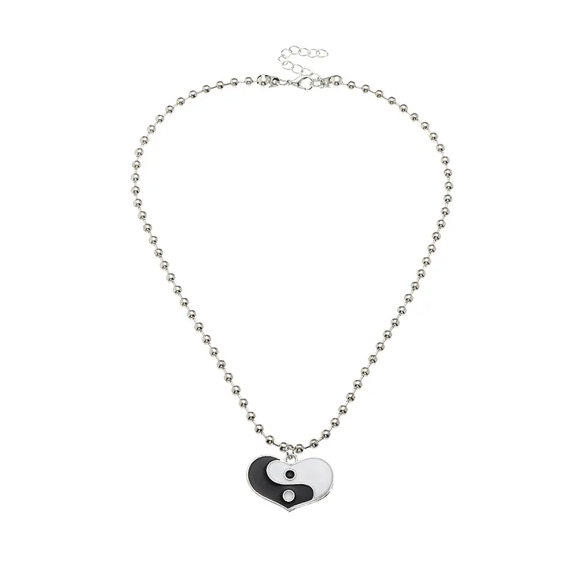 

Wholesale Fashion Oil Drip Gossip Taiji Heart Chain Necklace Women Necklace Chain