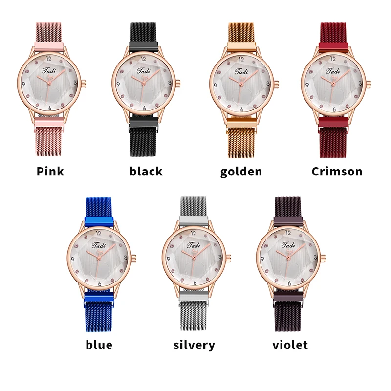 

WJ-9823 Chinese Factory Cheap Mix Colors Magnetic Woman Ladies Mesh Steel Watch