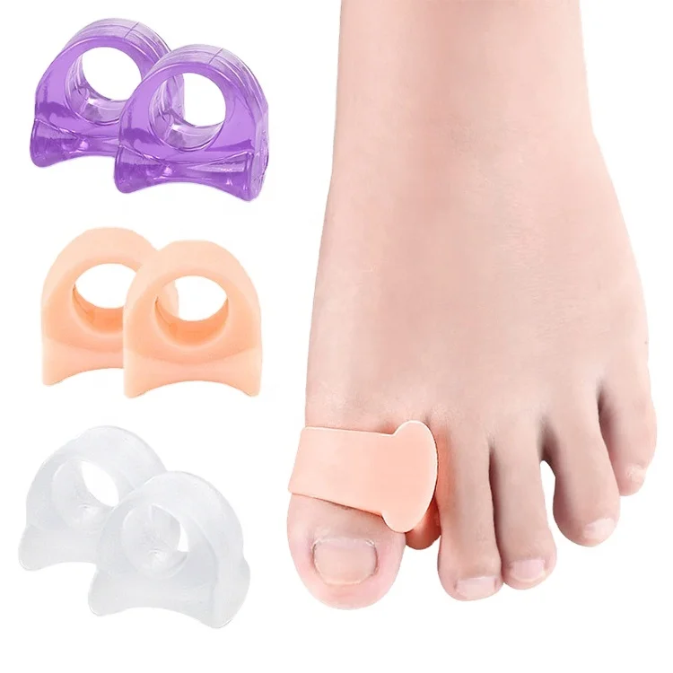 

Wholesale SEBS Toe Separator Big Toe Orthotic Hallux Valgus Treat Overlapping Toes Corrector Accepable 38*55*47 Double S-M-L 10, White/transparent,skin,transparent purple