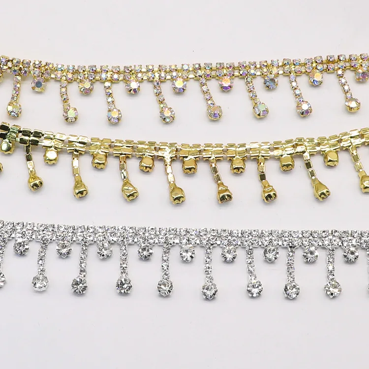 

Fringe Rhinestone Trim Chain Crystal By The Yard Tassel Rhinestones For Garment Jewelry Decoration