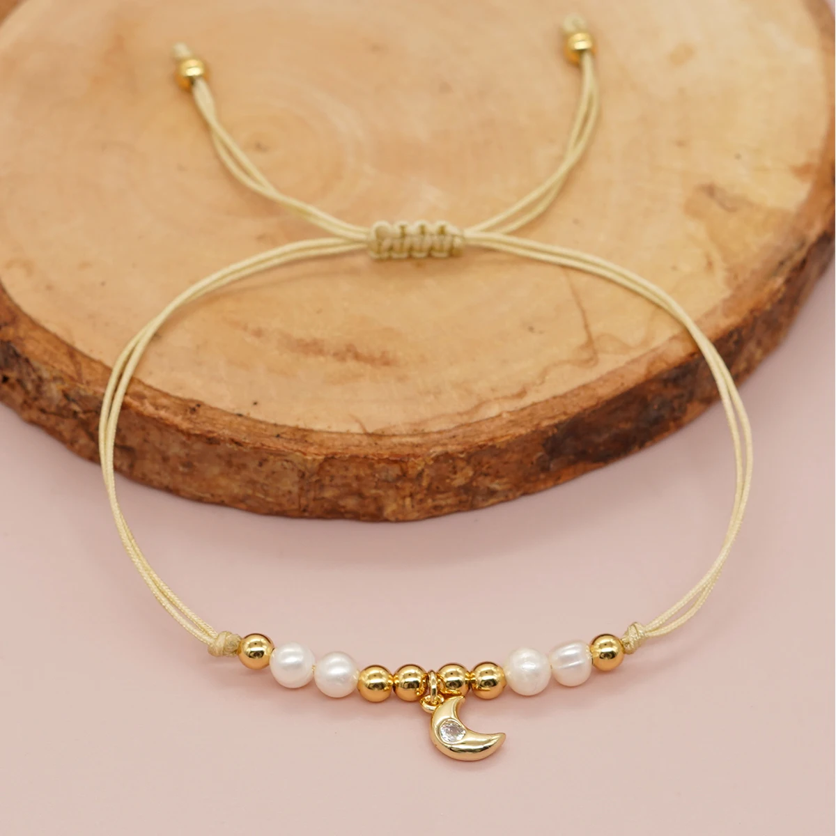 

Go2boho Moon Charm Bracelets For Women Gold Freshwater Pearl Friendship Adjustable Jewelry Summer Cute Tiny Jewelry