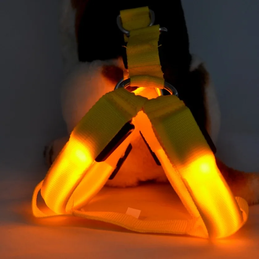 Wholesale Safety Colorful Led Dog Harness USB Rechargeable Nylon Pet Harness Adjustable Led Lights Glowed In The Dark