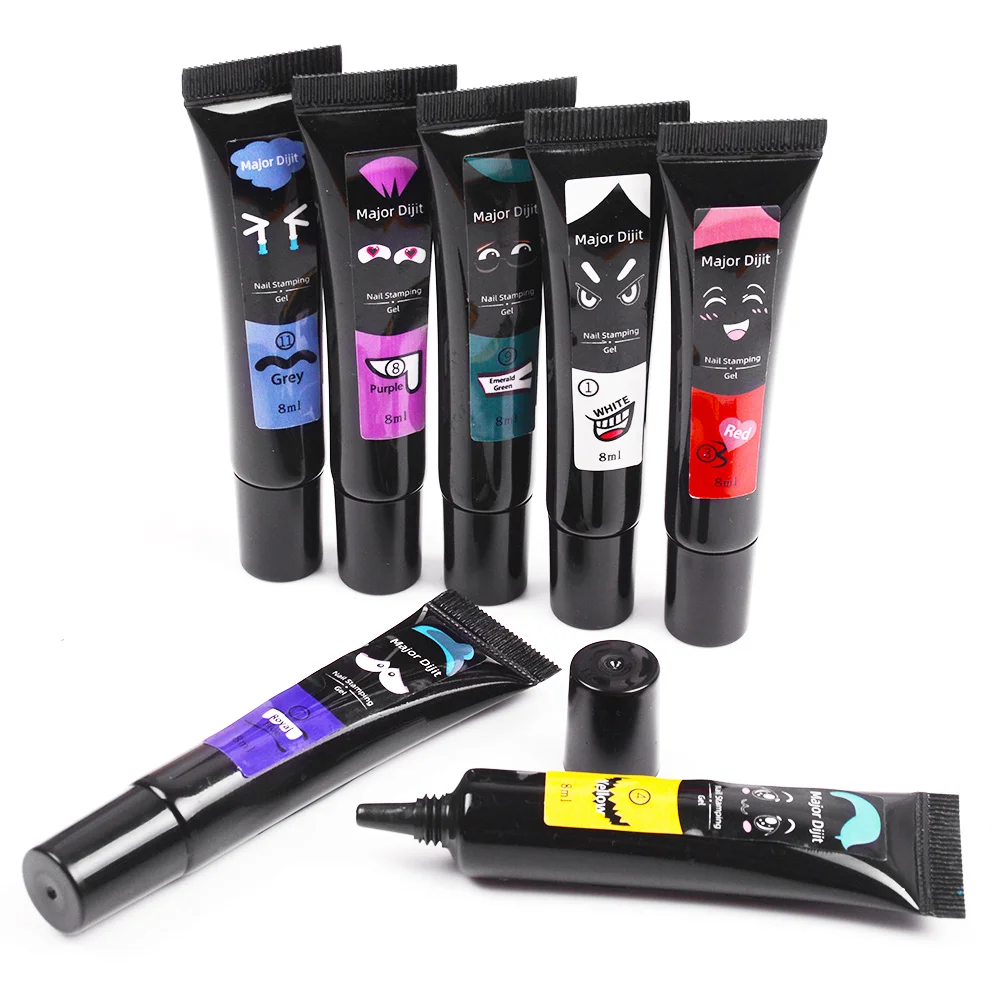 

Nail Stamping Gel Polish 8ml Black White Stamp Print Oil UV Gel For Nail Stamping Plate, 12 colors