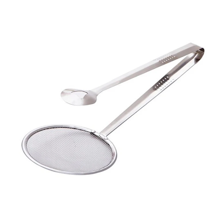 

2021 New Products Online Shopping Innovative Kitchen Tool Cooking Gadgets Stainless Steel Skimmer Tong Meat Clip Oil Filter, Silver