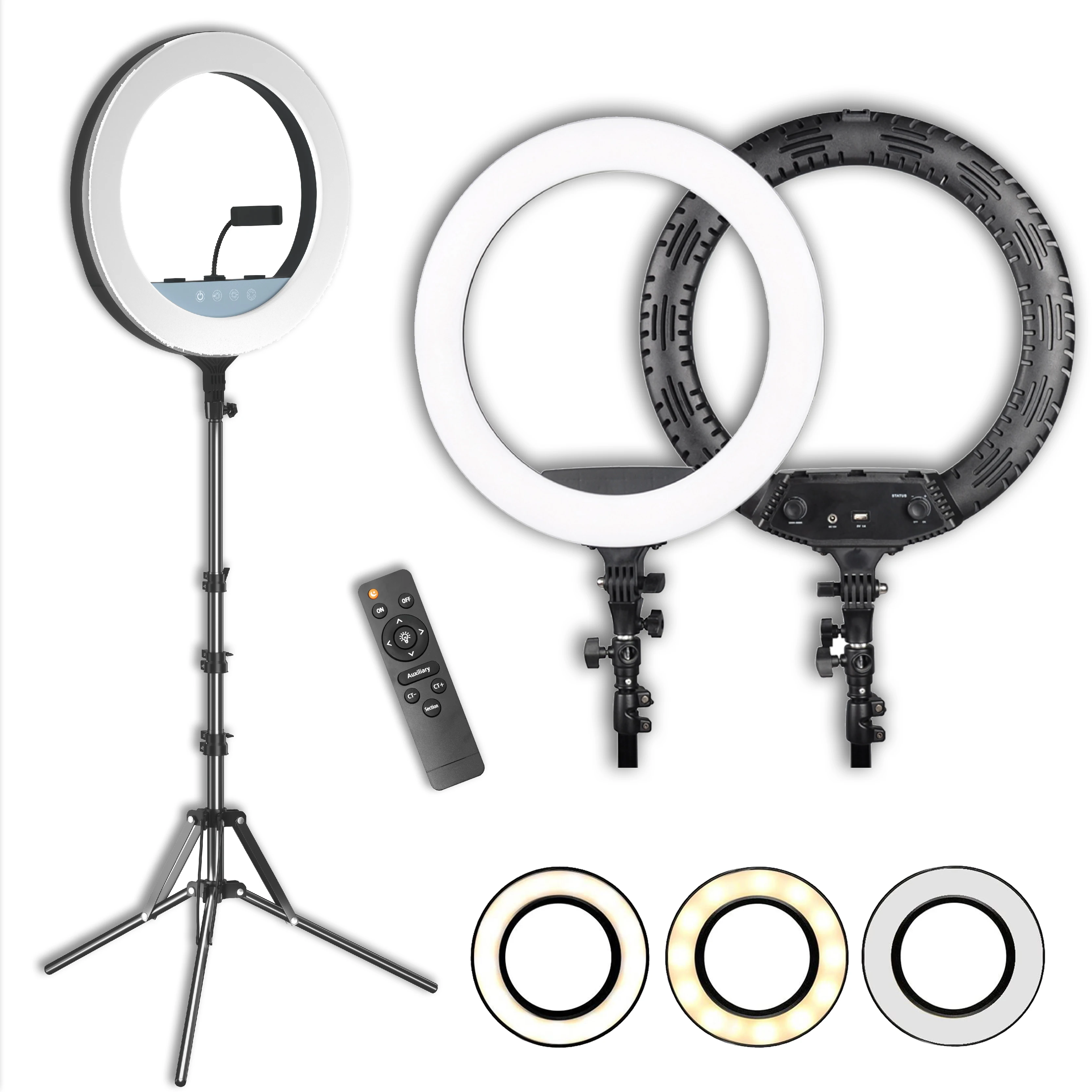 

LR-650 18 inch Ring Light with Phone Holder for Selfie Camera Photography Makeup Video Live Streaming