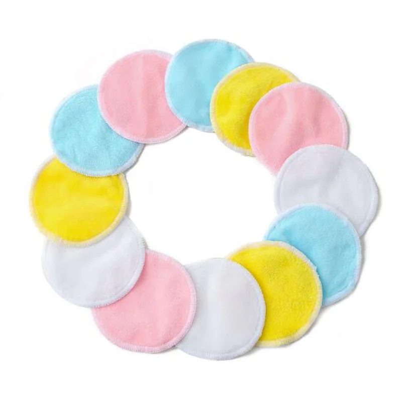 

Custom Bamboo Velvet Makeup Remover Pad Reusable Organic Cotton Remover Face Pads, Pink, white, yellow, sky blue