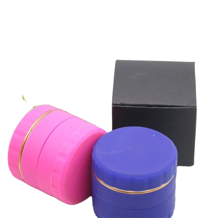 

Silicone cigarette grinder inner tooth aluminum alloy 63 diameter 4 layers manual tobacco weed grinder