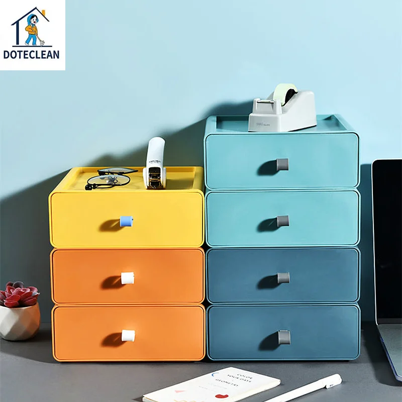 

Morandi color drawer storage box large capacity can be stacked ornaments stationery office multi-purpose storage small cabinet