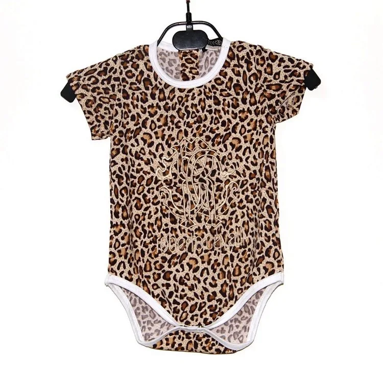 

Hot selling baby clothing Infants & Toddlers girls leopard triangle climb clothes baby summer short sleeve romper bibs sets, Picture shows