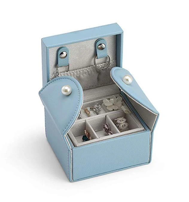 
2019 best selling customized luxury wholesale gift packaging green pu leather portable travel jewelry box 