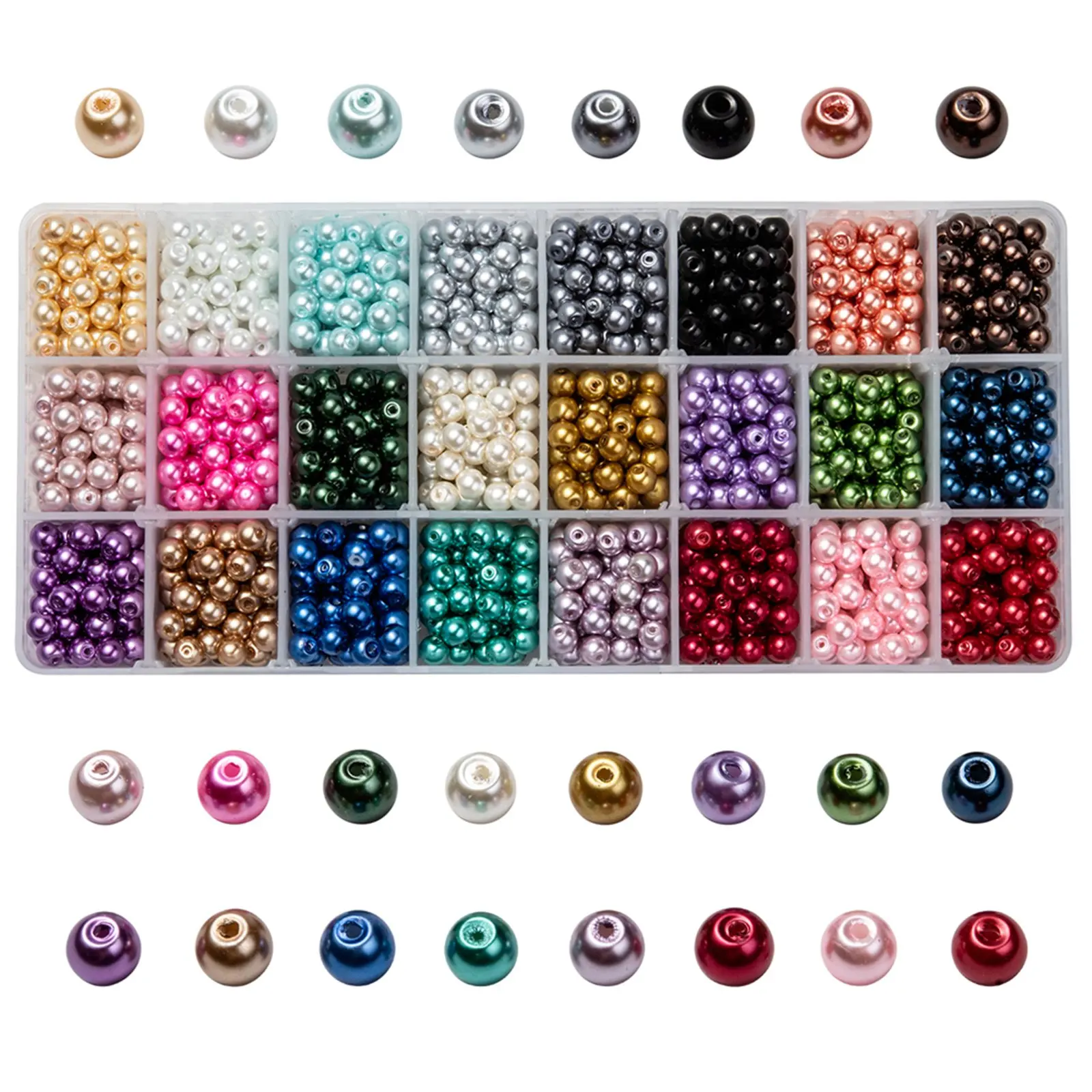 

Pandahall 6mm 24 Color Round Pearlized Glass Beads