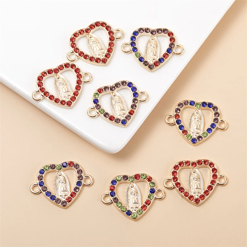 

Catholicism Virgin Mary CZ Stone Paved connector Charms Pendants For Jewelry Making Virgin Mother Charms Bracelet Connector, As picture