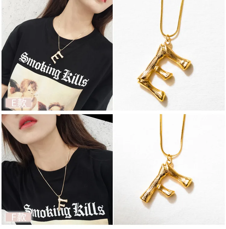 product-Gold Plated Chunky Custom A-Z Alphabet Letter Pendant Initial Necklace-BEYALY-img