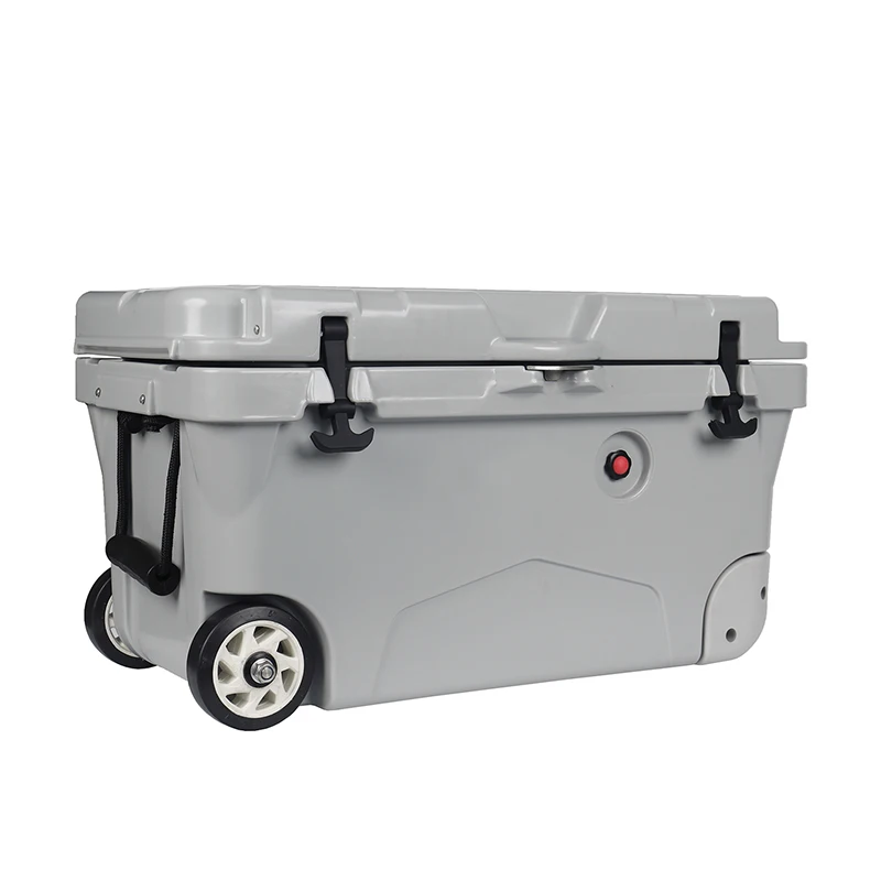 

Rotomolded Cooler Box with Wheels Excellent Quality Plastic 75QT Insulated Ice Chest Beer Cooler Box for Outdoor Camping, Customized