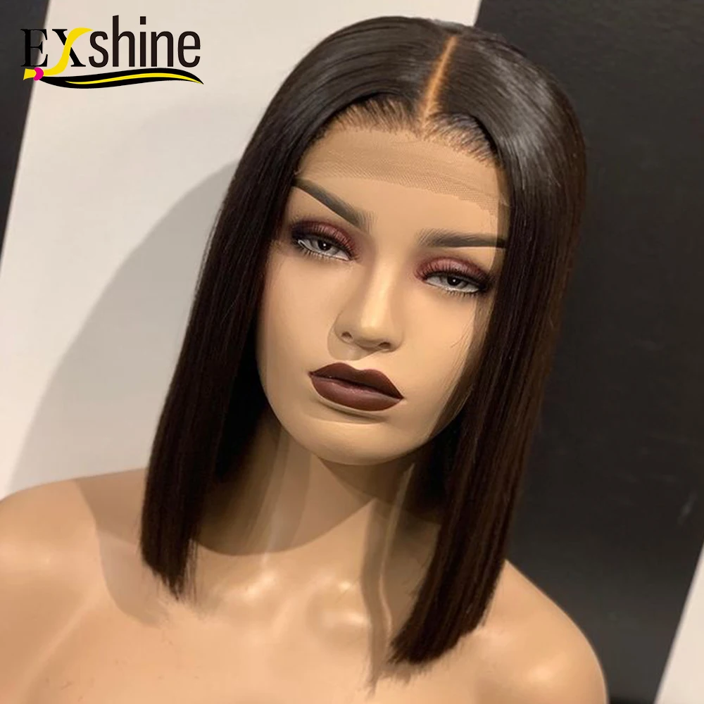 

Exshine Short Bob Wig 100% Human Hair Vendors,Wholesale 13x4 Lace Frontal Mink Brazilian Human Hair Wig,Short Bob Lace Front Wig