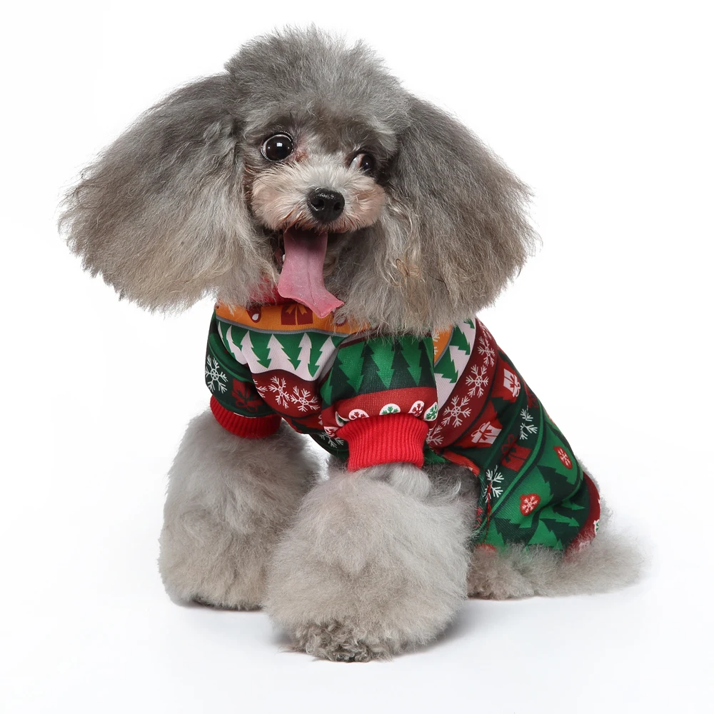 

Christmas Dog Clothes Fur Hoodie Thicken Double Pocket Industrial Style Warm Dog Jacket Coat Costume Winter Dog Clothes