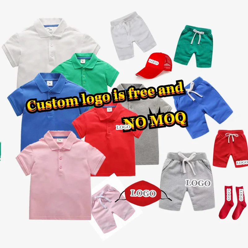 

The Children Baby Boys 100% Cotton Pique Fabric Knit Collar Custom Design Polo Kids Boy Polo Shirt With Short Sleeve+pant