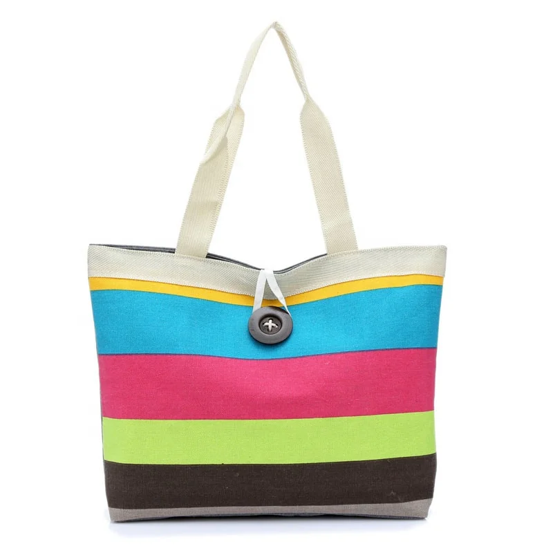 

Large Plain Canvas Cotton Eco Tote Colored Stripe Shopping Bag, Colored or customized color